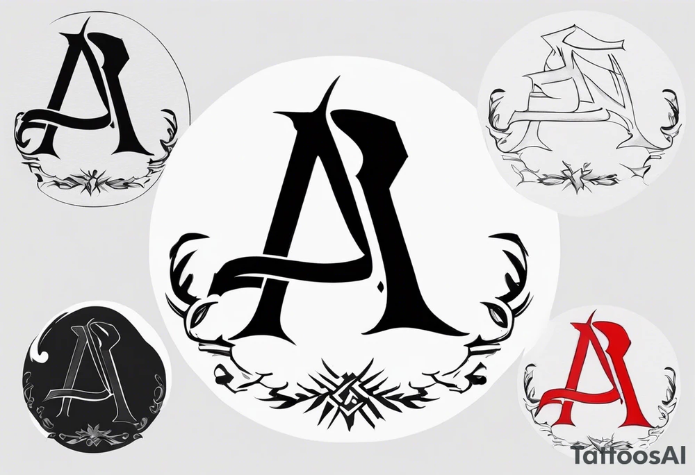 the letters A R in the middle of a ninja headband tattoo idea