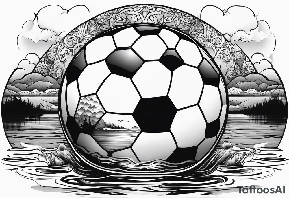 A football mirrored in a lake tattoo idea