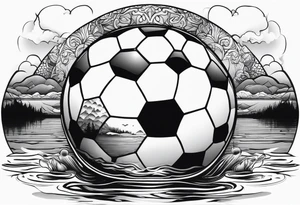 A football mirrored in a lake tattoo idea