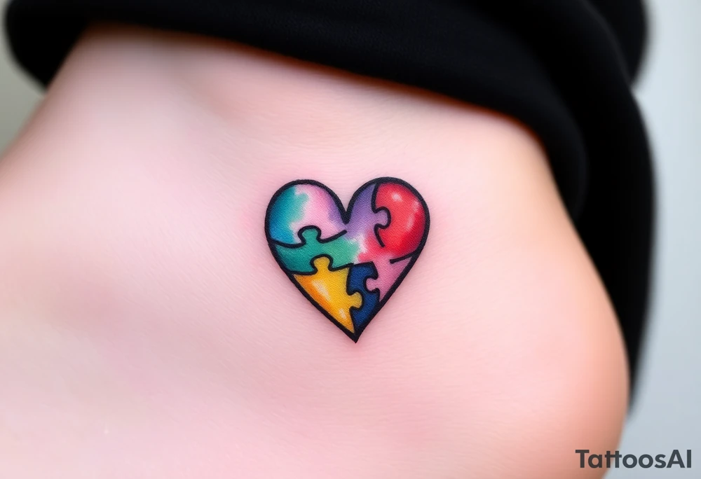 autism heart puzzle shape symbol tattoo idea