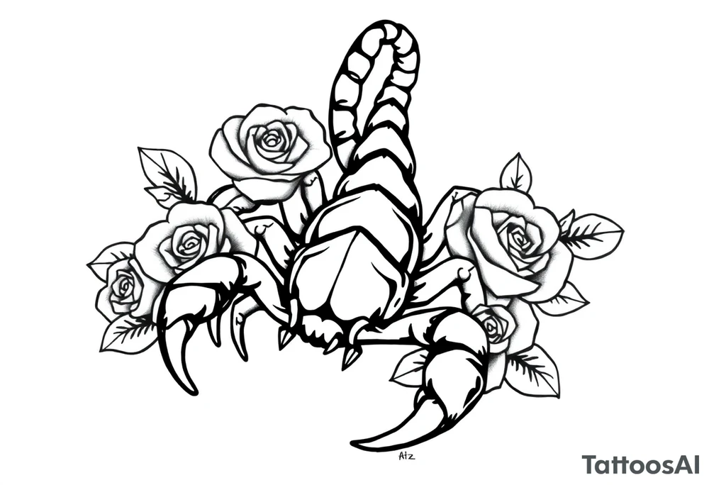 Scorpion with roses tattoo idea