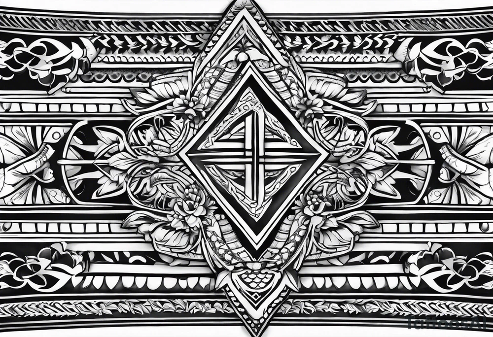 4" wide arm band in traditional hawaiian style with outline of hawaii island tattoo idea