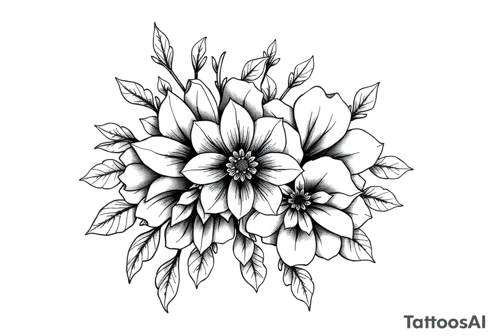 ornaments of flowers tattoo idea
