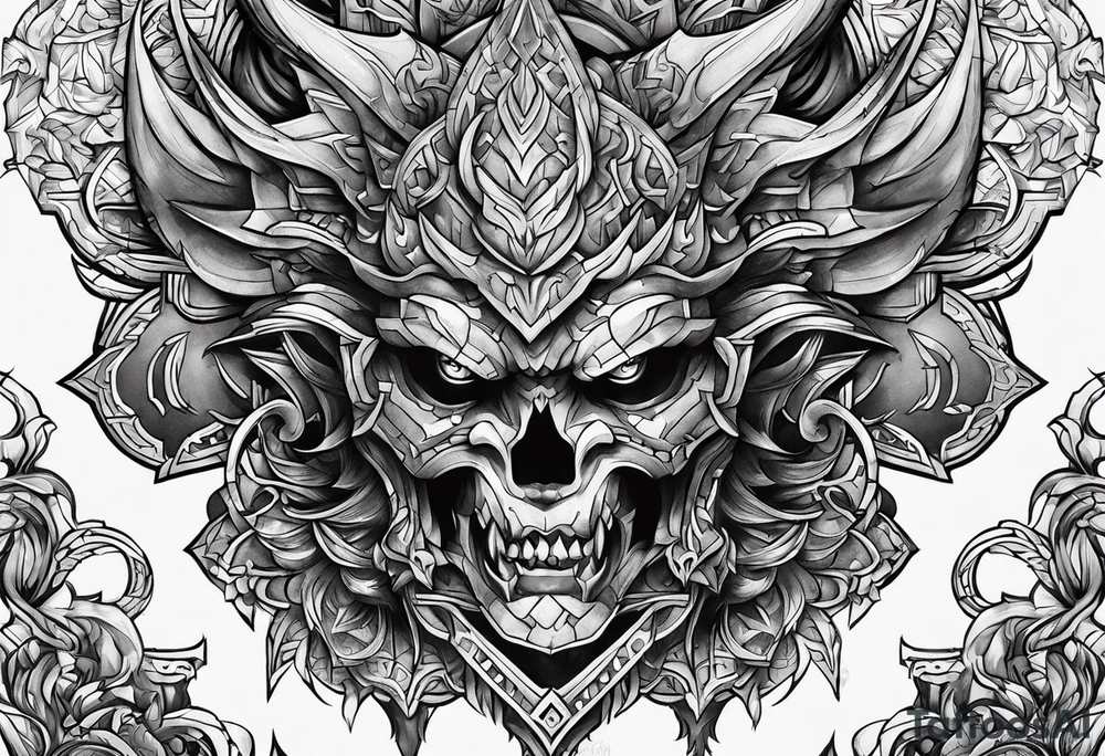 Warrior vs demons tattoo idea
