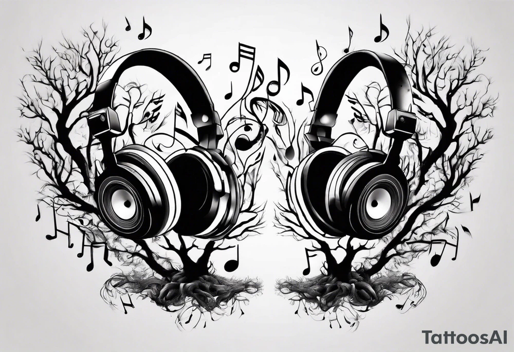 music speaker note tree headphones tattoo idea