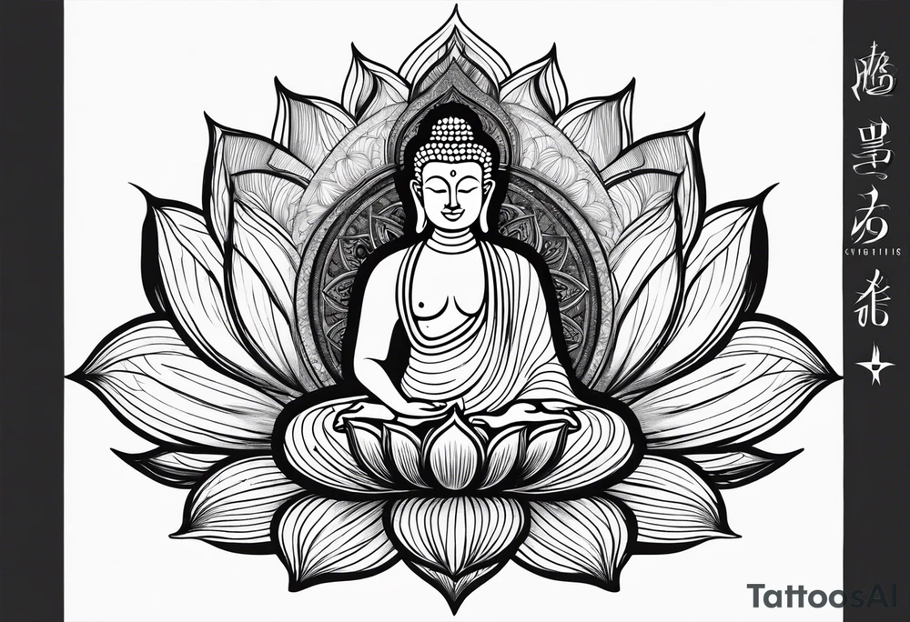 Buddha on lotus ,compass tattoo idea