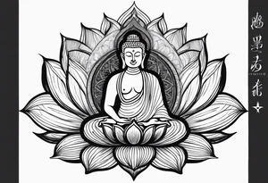 Buddha on lotus ,compass tattoo idea