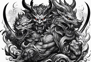 demons fighting tattoo idea