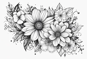 flower burst with flowers trailing down tattoo idea