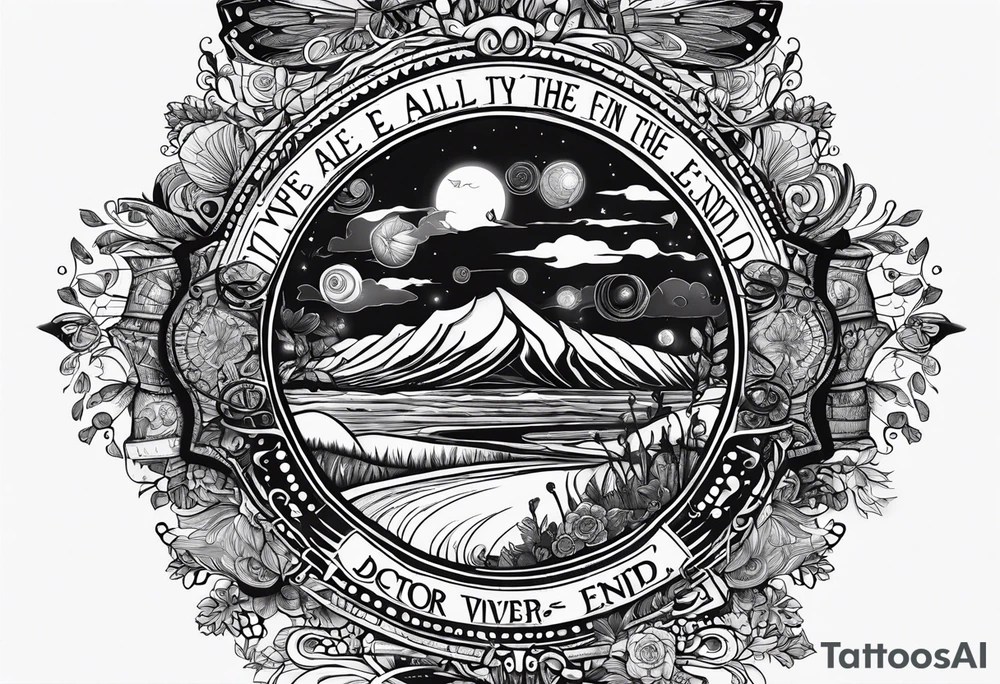 River songs diary from doctor who with the words "We're all stories in the end" tattoo idea