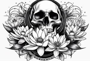 skull, water lily, daffodil, space and stars, roller coaster track tattoo idea