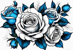 bouque of blue roses tattoo idea