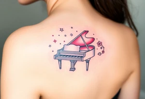 dreamy mysterious piano under the stars tattoo idea