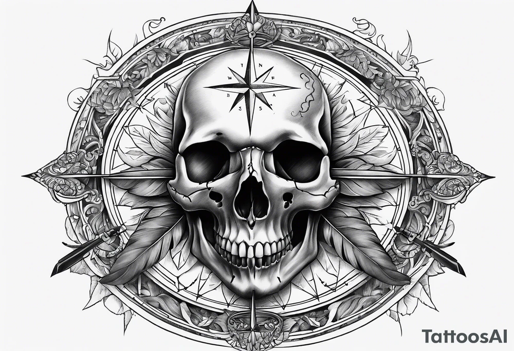 Dove skull compass tattoo idea