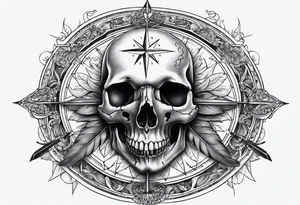 Dove skull compass tattoo idea