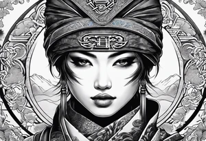 the letters A W R in the middle of a ninja headband tattoo idea