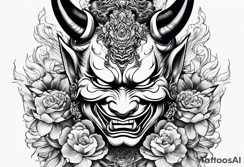 hannya and smoke tattoo idea
