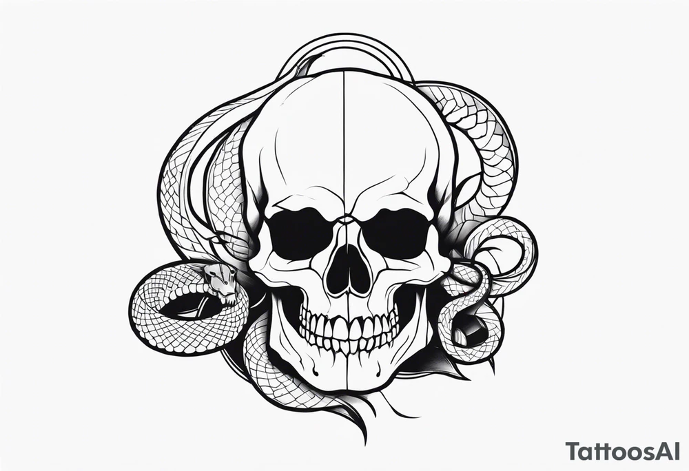 Skull and snake tattoo idea