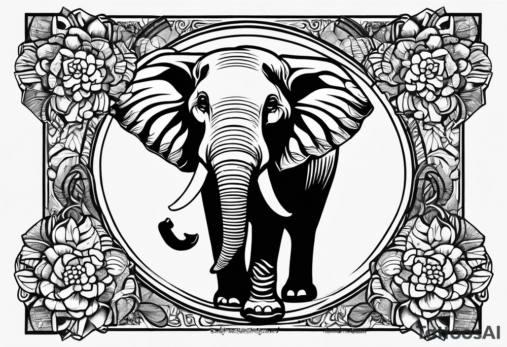 compas thailand country outline with elephant tattoo idea