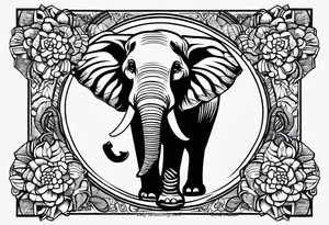 compas thailand country outline with elephant tattoo idea