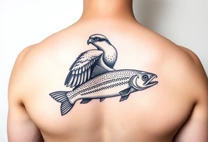 Osprey with a trout in its talons tattoo idea