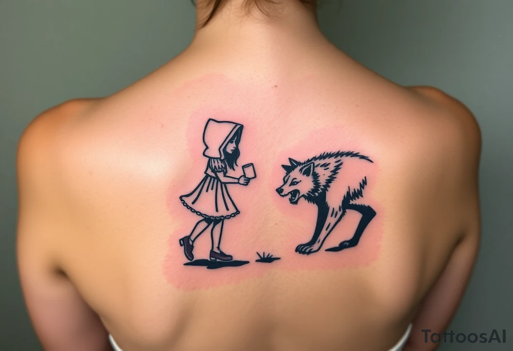 Little red riding hood and the big bad wolf hunting her tattoo idea