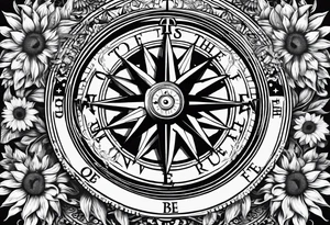 Sunflower and a compass, with the words "To Thine Own Self Be True" tattoo idea