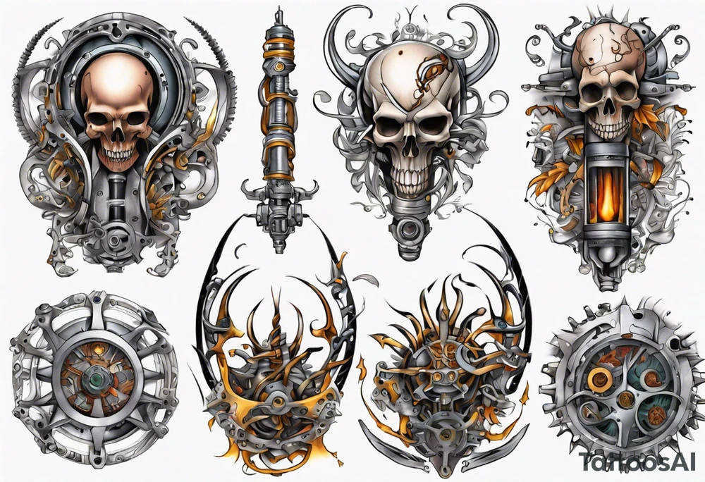 pagan mechanical full sleeve tattoo idea