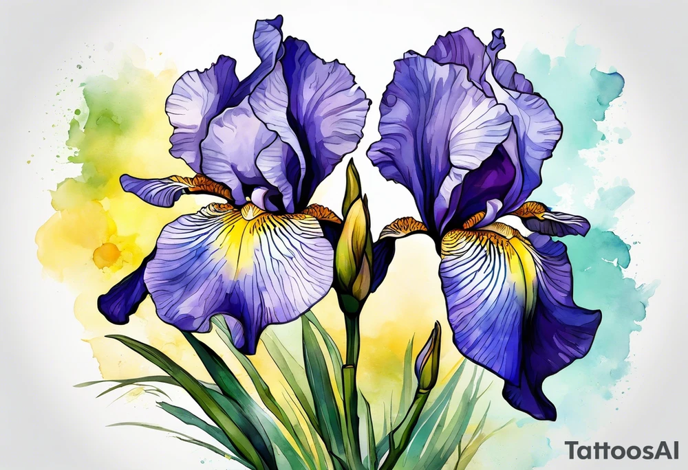 iris flower and birch tree and includes the following wording "fuck cancer"
with yellow, green and aquamarine colours tattoo idea