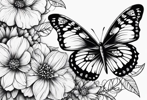 floral design with butterflies tattoo idea