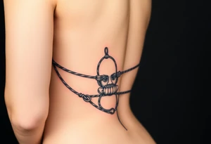 Naked woman tied up with hands behind her back and her mouth gagged tattoo idea