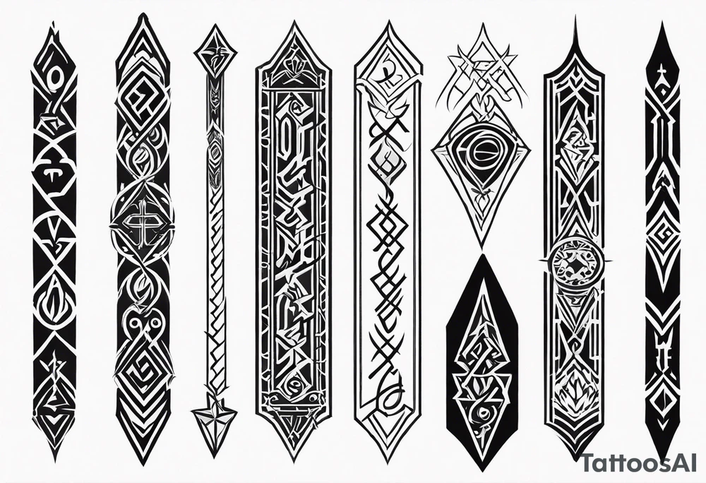 vertical rune symbols tattoo idea