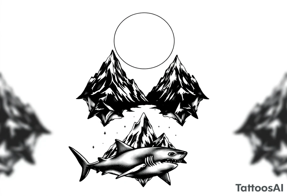 mountains and sharks tattoo idea