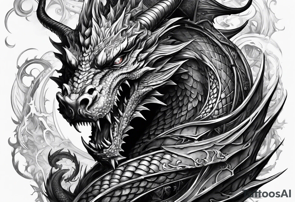 Wizard and dragon tattoo idea