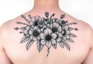 A bouquet of flowers for the months of January , February,  March, April,  May, June, August tattoo idea