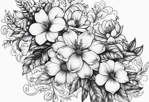 Flowing scripture with flowers tattoo idea