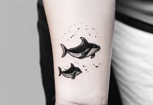 Father daughter matching 2 separate tattoos . Water related. Marine life tattoo idea