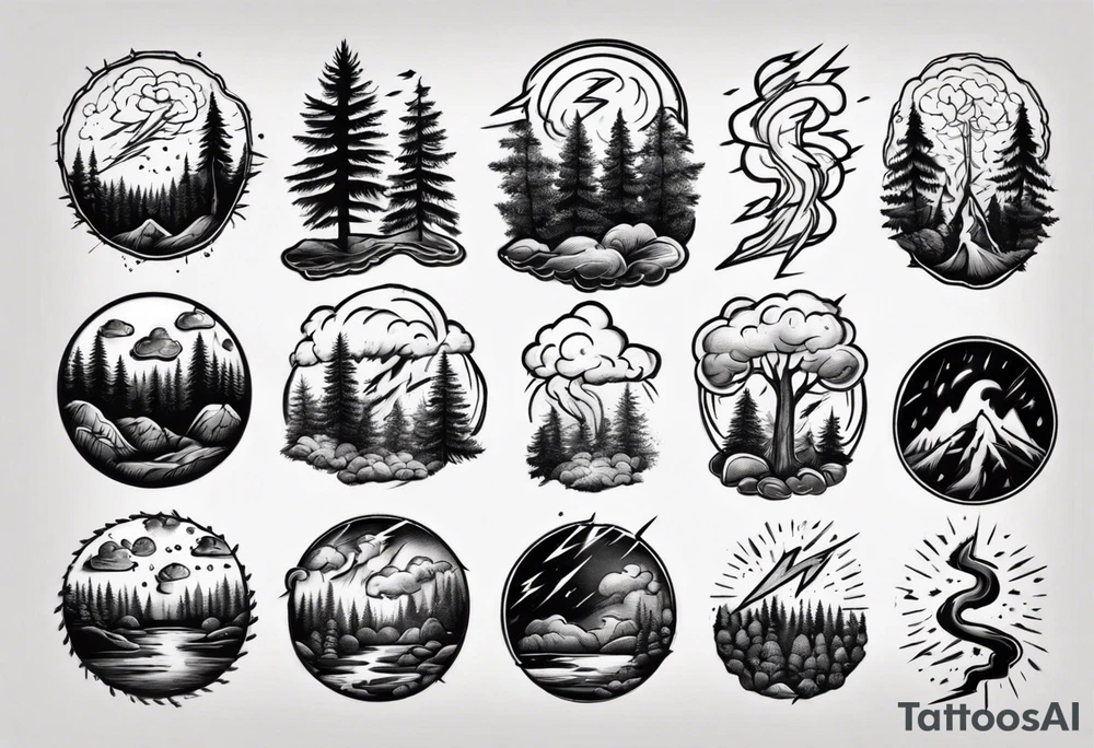 lightning storm over forest tattoo idea