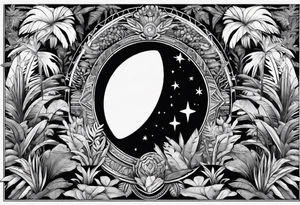 vintage jungle with rocket tattoo idea