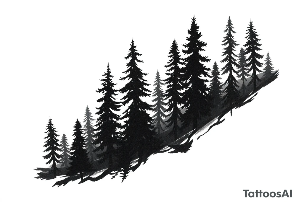 Coniferouse forest silhouette around the forearm a tattoo tattoo idea