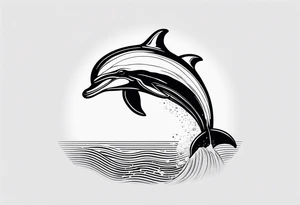 One dolphin wearing a party hat. Small design. tattoo idea