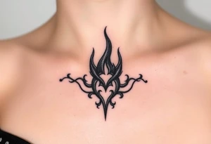 A realistic Dauntless flame symbol, surrounded by swirling embers connected to scifi movie Divengence tattoo idea