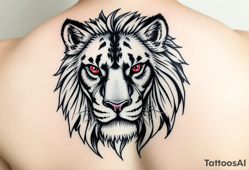 powerful majestic lioness with ruby eyes tattoo idea