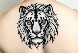 powerful majestic lioness with ruby eyes tattoo idea