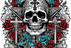 skeleton walking with a cross tattoo idea