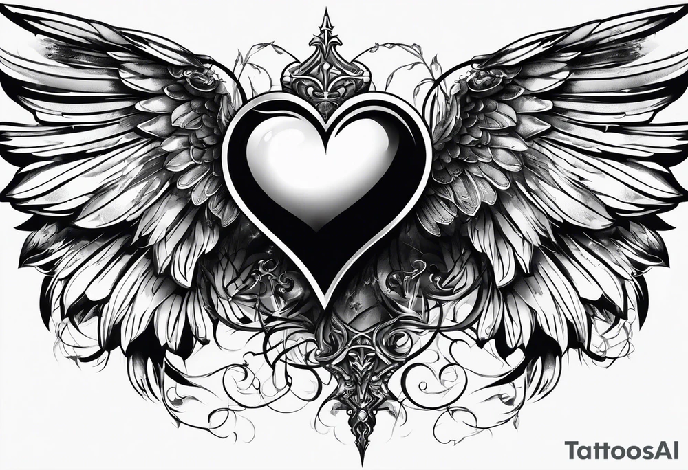 angelish devilish heart/wings tattoo idea