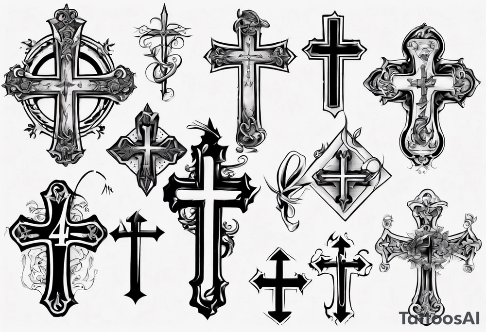 Cross with the number 4 tattoo idea