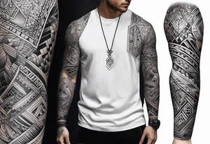 From left shoulder to forearm sleeve tattoo. Fine line geometric, concept design tattoo tattoo idea