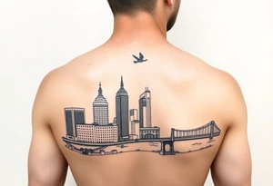 linework tattoo for the pittsburgh full marathon that i can get vertically. include the buildings in pittsburgh and one of the pittsburgh bridges tattoo idea