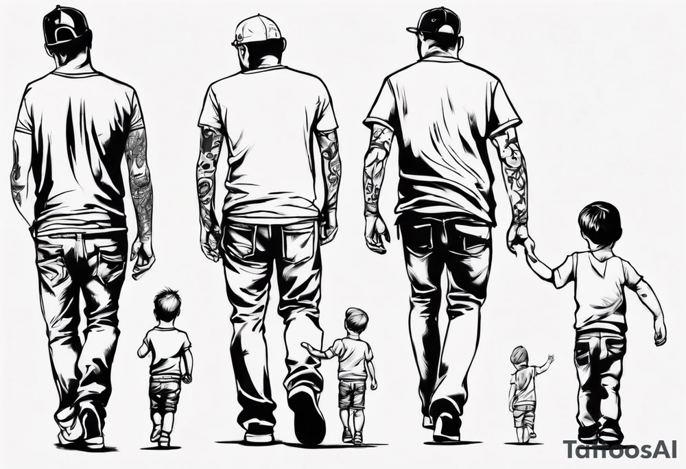 dad and son walks away tattoo idea